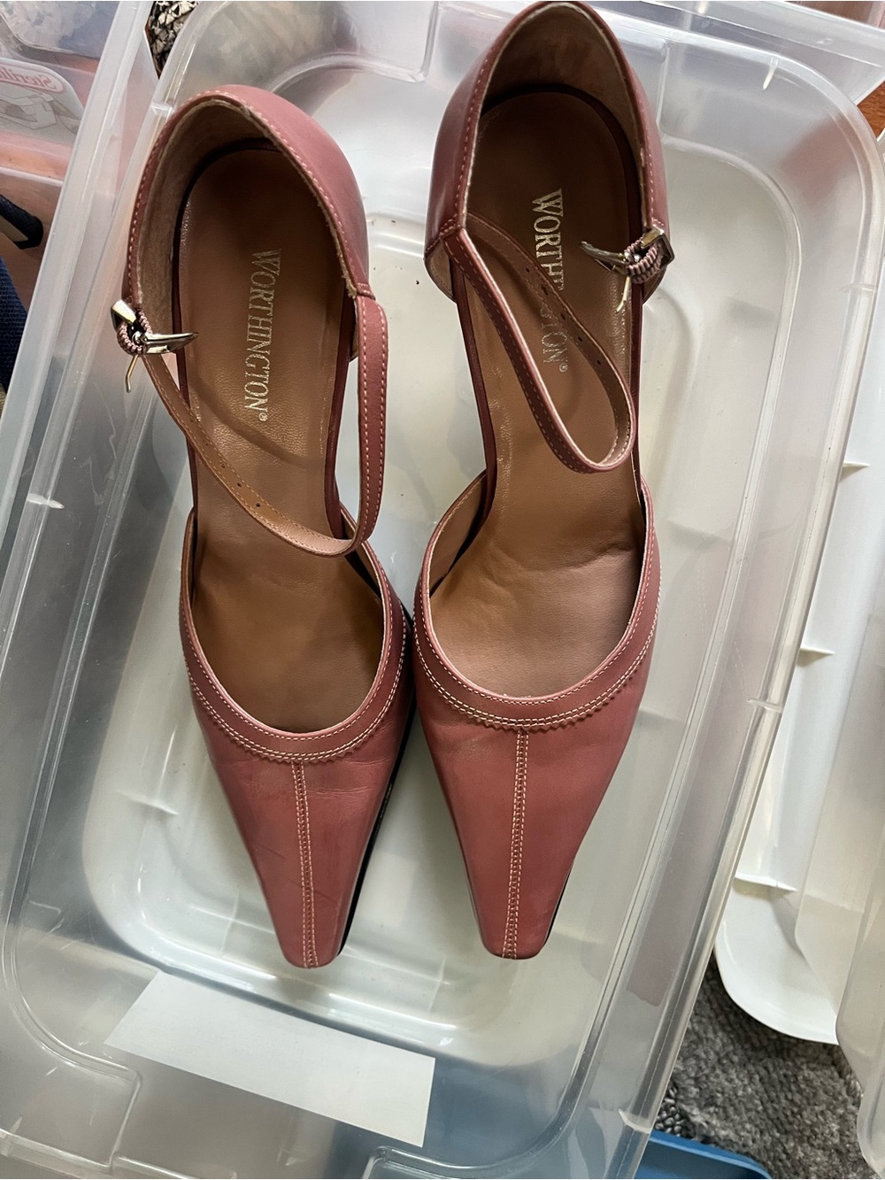 Worthington Rose-Pink Pointed Mary Jane Heels